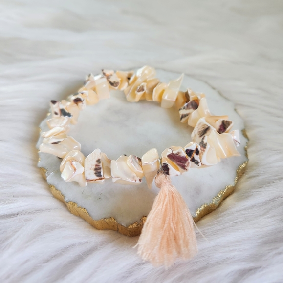 New Ryze Natural Stone Rose Quartz & White Druzy Bracelet Staxx - Set of 3 - Picture 5 of 7